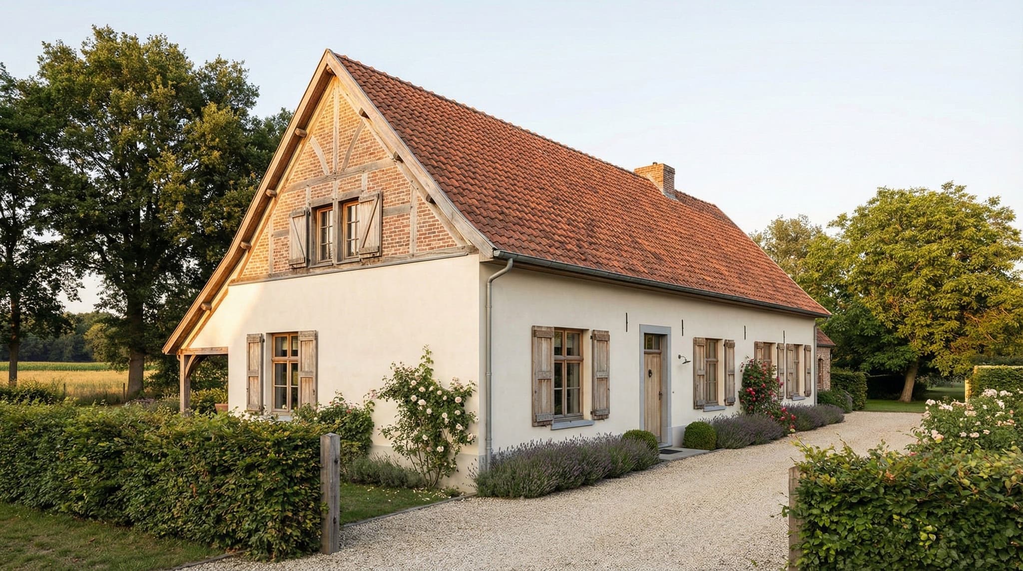 Fermette Limburg - Gerenoveerde fermette met Minerale gladde crepi - gebroken wit